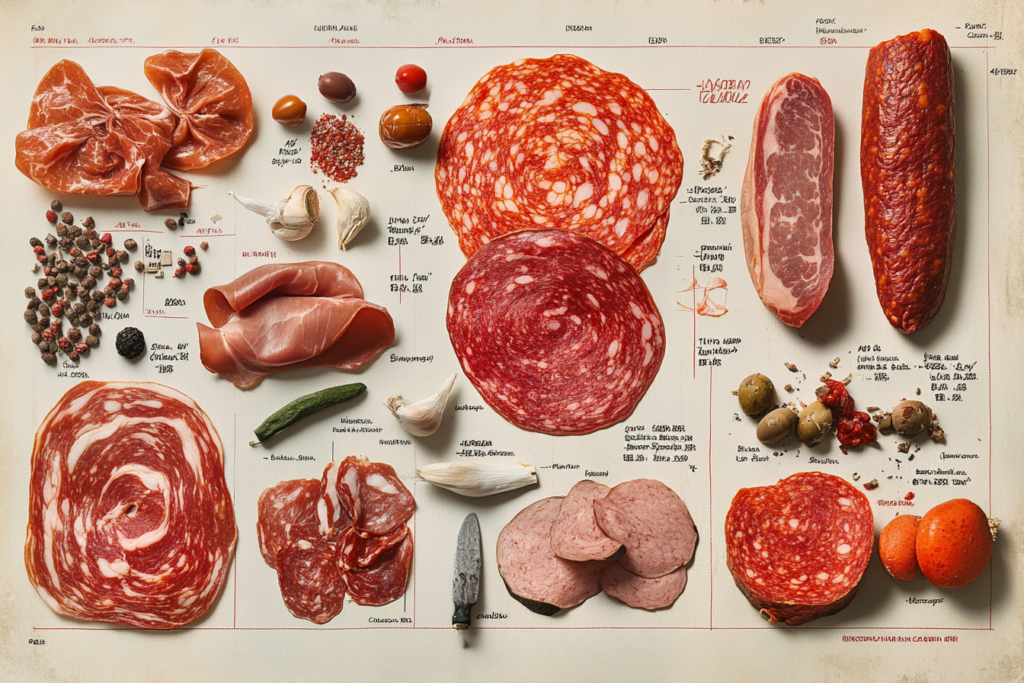 Chart showing protein, fat, and sodium levels in popular Italian deli meats.