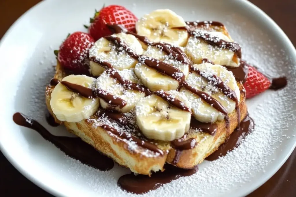 Hawaiian Roll French Toast served with fresh berries, whipped cream, and maple syrup on a breakfast table.