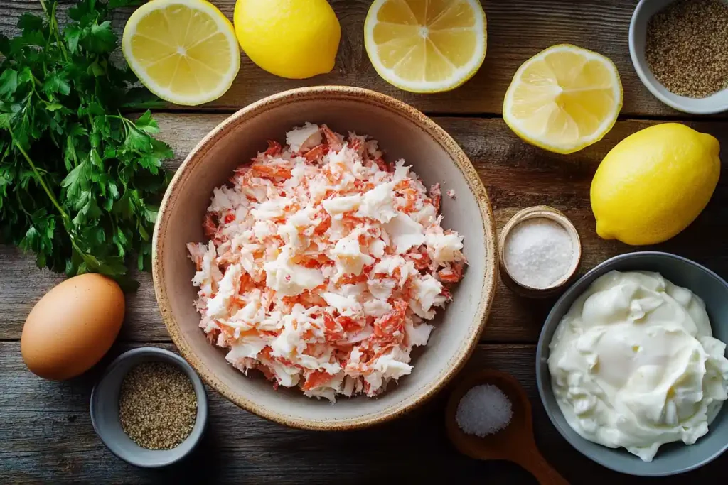  Fresh crab meat and essential ingredients for crab balls recipe